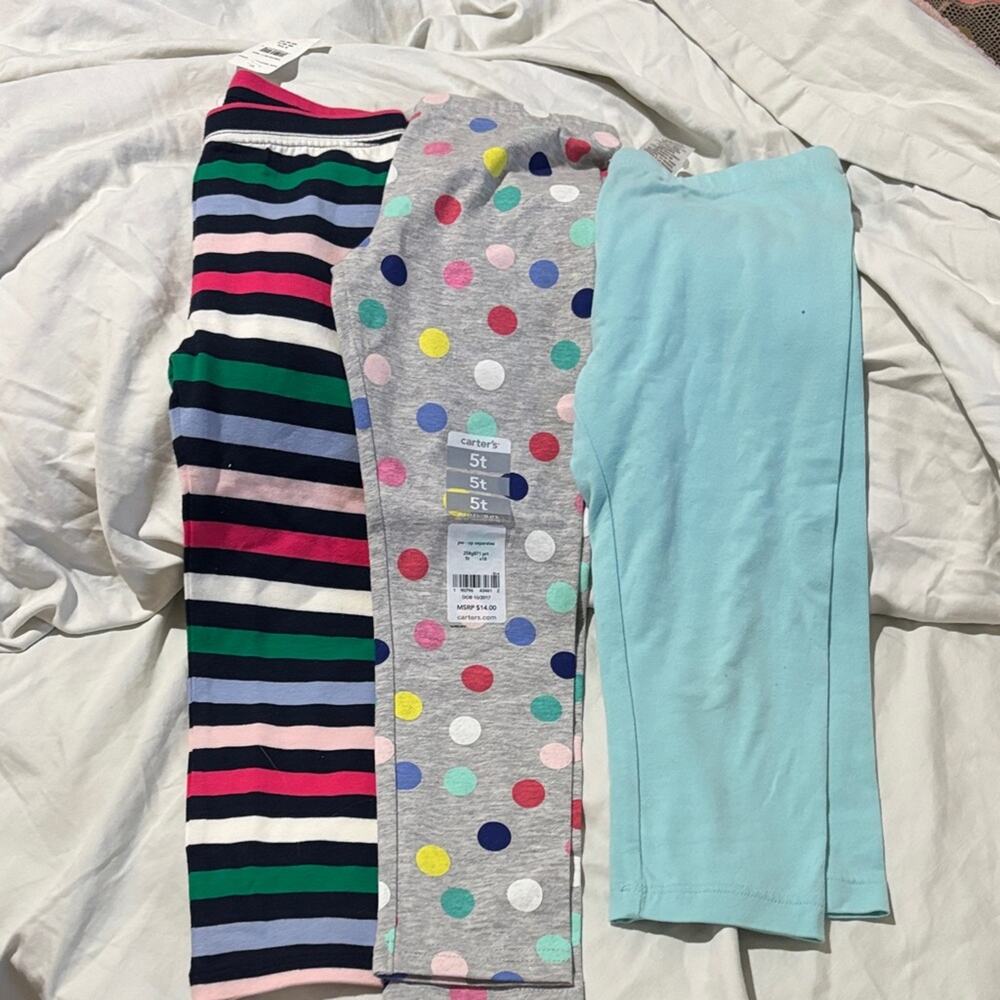 Carpi Striped, Polka Dot, and Solid Leggings Trio in size 5/6 nwt or euc